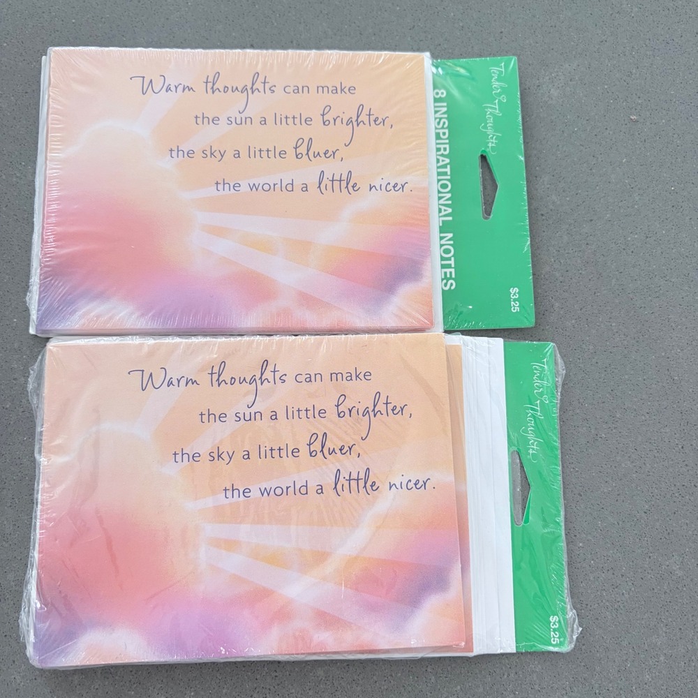 VTG Tender Thoughts Inspirational Note Cards 16 Count Blank Inside Sunset